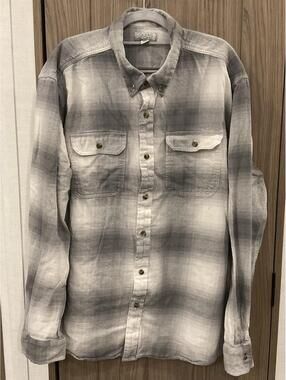 Ocean + Coast Mens Long Sleeve Button Gray/white Plaid Shirt Size XXL Tiny Spot